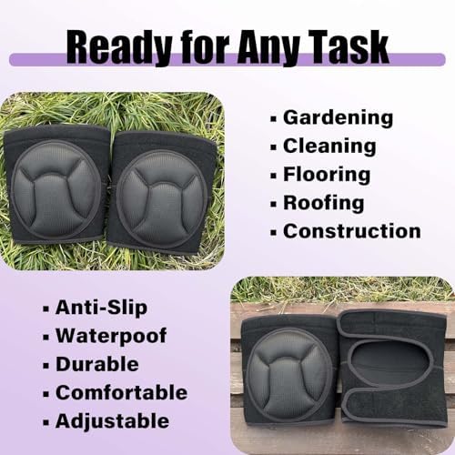 Work Knee Pads for Cleaning, Gardening Adjustable Foam Kneepads, Black XL