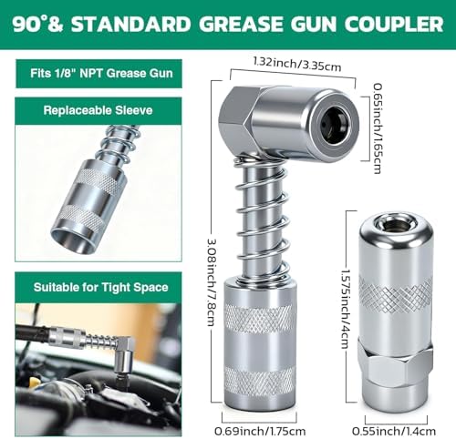OURU 610PCS Grease Fittings Assortment, SAE & Metric,90°Grease Gun Couplers