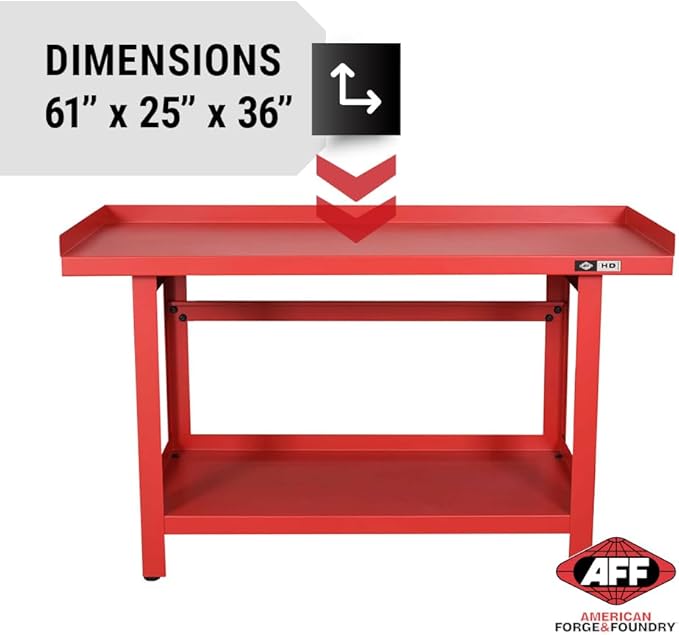 AFF Workbench - Heavy Duty Work Table with Storage Shelf - 1300 LB Capacity