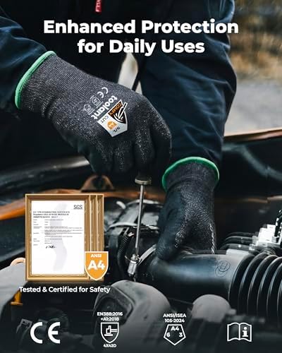 toolant ComfyCut A4 Cut Resistant Work Gloves, 3 Pairs, Dark Gray, Small