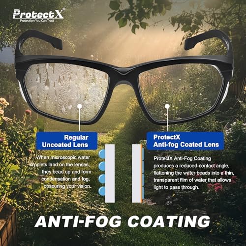 ProtectX Classic Safety Glasses, Anti-Fog Scratch Resistant Lenses