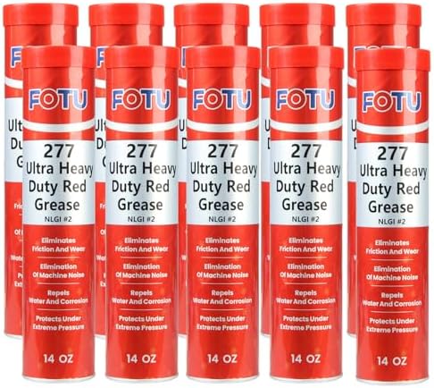 FOTU 277 Ultra Heavy‑Duty Red Grease Tube,10‑Pack 14oz Wheel Bearing Grease