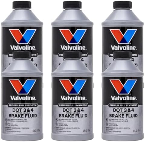 Valvoline DOT 3 & 4 Synthetic Brake Fluid, 12 oz, 6-Pack