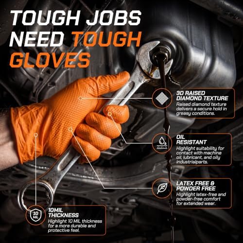 Nitrile Gloves HEAVY DUTY 10 Mil Disposable Rubber Latex Gloves Large