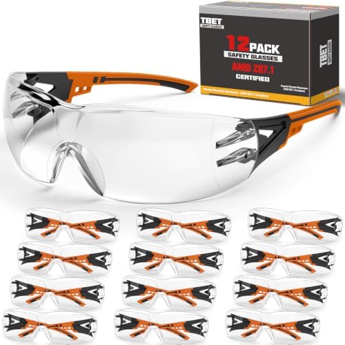 TBET Clear Safety Glasses Bulk for Men, ANSI Z87.1& UV Protection Glasses