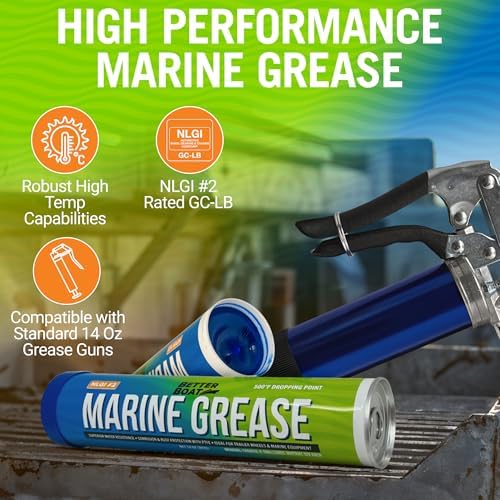 Better Boat Marine Grease Tube, 2 Pack 14 Oz, Waterproof High Temp Trailer