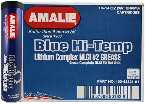 Amalie Blue Hi-Temp Grease #2 (160-68321-91) 14 Oz Tube, Pack of 10 | Made in USA