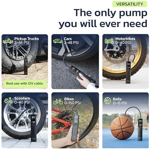 Woowind Premium Tire Inflator Portable Air Compressor, 2X Faster, 150PSI Air Pump For Car Tires, Tire Pump, with 12V DC Cord for Trucks & Off-Road Tires, Auto Shut-Off（Ventus pro + case）