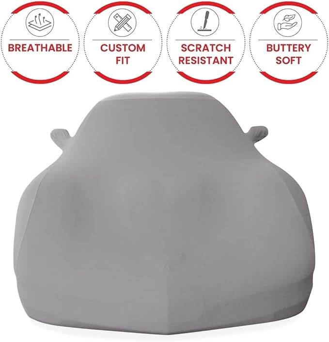 C5 Corvette Indoor Car Cover - Custom Fit Ultraguard Stretch Satin - The Ultimate High End Fit with Storage Bag for 1997-2004 C5, Z06, Convertible, Hardtop Corvettes (Silver)