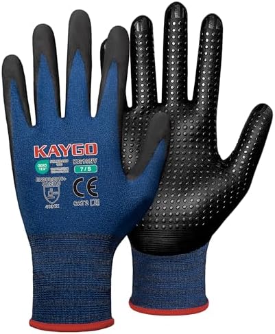 KAYGO MicroFoam Nitrile Coated Work Gloves, Non-Slip Micro-Dots, KG19N