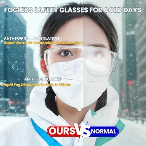 Anti-fog Safety Glasses over eyeglasses 36Pack,Scratch & Impact Resistance Lab Goggles, Ansi Z87.1 Safety Glasses for men&women, Clear Safety Glasses for Construction, Labs, Schools, Industrial