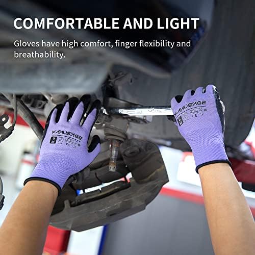 MANUSAGE Safety Work Gloves - Protective Glove for Men & Women - Ultrathin Hand Protection - For Construction, Gardening, Landscaping - Purple - Size XL - 24 Pairs