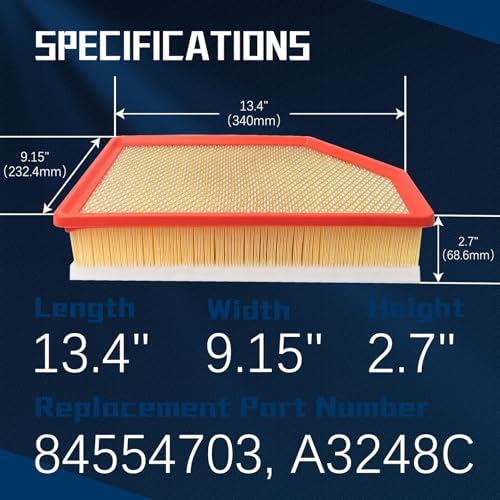 A3248C 84554703 Engine Air Filter Compatible With 2020-2024 Chevrolet Silverado 2500 HD/Silverado 3500 HD 6.6L,GMC Sierra 2500 HD/Sierra 3500 HD 6.6L