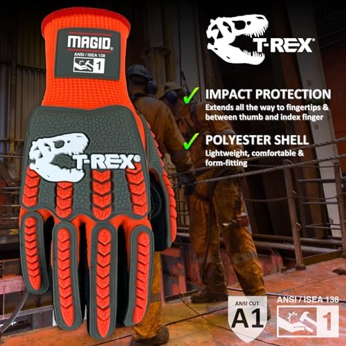 MAGID T-REX TRX400 Impact Gloves, Sandy Nitrile, 24 Pairs