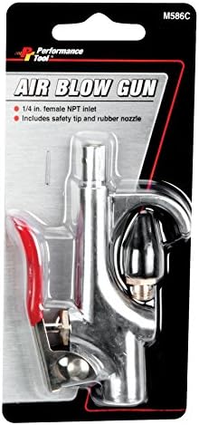 Performance Tool M586C Dual-Tip Blow Gun Kit with Interchangeable Rubber and Safety Nozzles - Ideal for Cleaning and Drying in Hard-to-Reach Areas (Pack of 2)