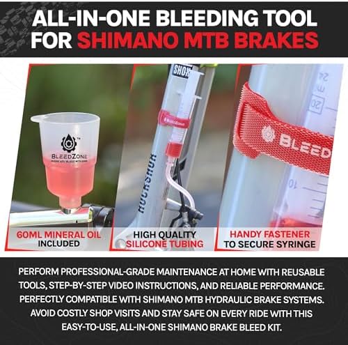 BleedZone Mineral Oil Brake Bleeder Kit Compatible with Shimano, 60ml Set