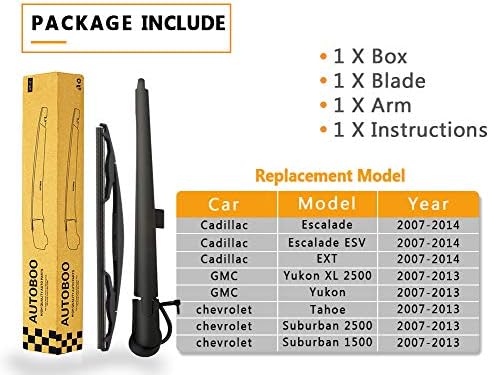 Rear Wiper Arm Blade Replacement for GMC Yukon Chevy Tahoe Suburban