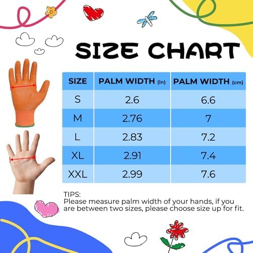HANDLANDY 2 Pairs Kids Gardening Gloves, Grippy Kids Work Gloves, XL