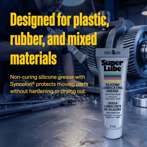 Super Lube 92003 Silicone Lubricating Grease with PTFE, 3 oz Tube, Translucent White