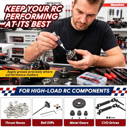 RC Grease High Pressure Black Grease, RC Gear Lubricant for Ball Diffs Thrust Races Metal Gears CVDs, High Load Remote Control Car Differential Lubricant for Electric Cars Trucks Parts, 3 Pack