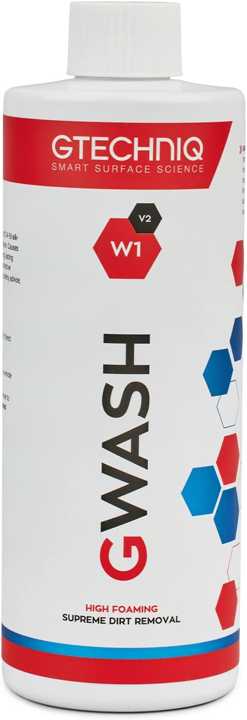 Gtechniq Car Shampoo. Auto W1 GWash Shampoo for Cars. Dirt and Stain Remover Car Cleaning Kit with Pink Grapefruit Fragrance. 100% Biodegradable Foam Cleaner, Wheel Cleaner and Screen Wash - 250ml