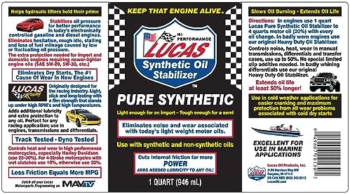 Lucas Oil 10130 Pure Synthetic Oil Stabilizer - 1 Quart