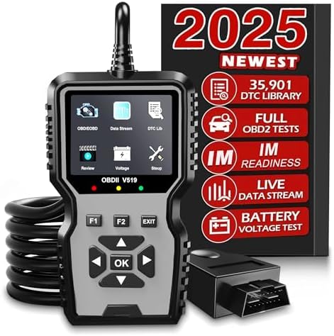 V519 OBD2 Diagnostic Scanner Tool - Vechicle Check Engine Light Code Reader with Battery Voltage Tester, I/M Readiness, Reset, and Code Eraser for All OBDII Car Since 1996 Grey