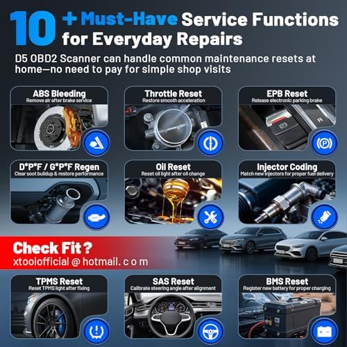 XTOOL Car Scanner D5 OBD2 Scanner ABS SRS Check Engine Code Reader 10 Reset