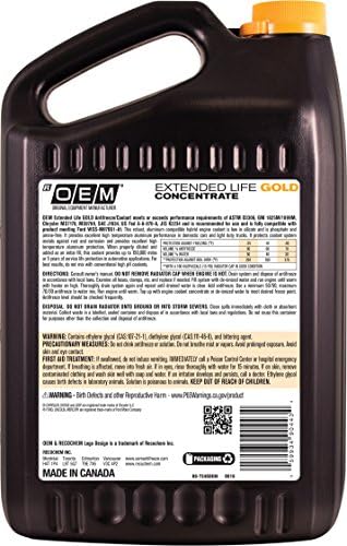 Recochem OEM 86-734GOEM Gold Premium Antifreeze Concentrate Extended Life GOLD, 1 gallon, 1 Pack