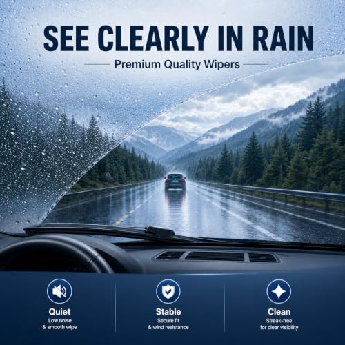 22"+22" Pinch Tab Beam Windshield Wiper Blades Replacement for Chevrolet Silverado 1500 2007-2013, GMC Sierra 1500 2007-2013, Tahoe 2007-2008, Yukon 2007-2008, Cadillac Escalade 2007 (Set of 2)