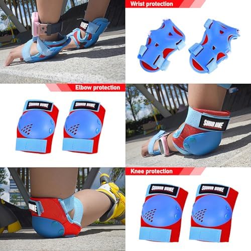 Kids Protective Gear Knee Pads Elbow Pads & Wrist Guards for Roller Skating