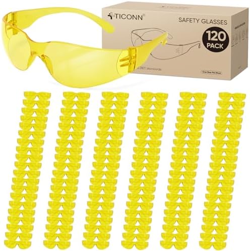 TICONN Clear Safety Glasses for Men & Women, ANSI Z87.1 Safety Goggles