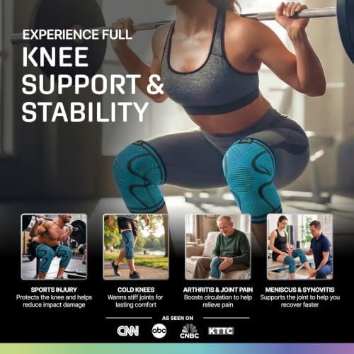 Modvel Compression Knee Brace for Women & Men - 2 Pack Knee Brace for Women Running Knee Pain, Knee Support Compression Sleeve, Workout Sports Knee Braces for Meniscus Tear ACL & Arthritis Pain Relief