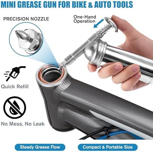 Mini Grease Gun with Bicycle Grease, Small Lubricant Gun with Nozzle