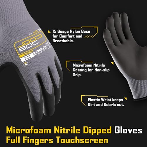COOLJOB 3/12/36 Pairs Safety Work Gloves, Microfoam Nitrile Rubber Coated