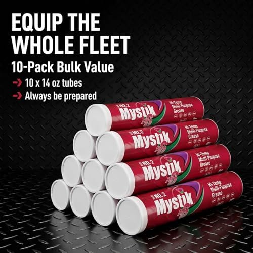 Mystik JT-6 High Temp Grease Tubes for Grease Gun, Multi Purpose Red Lithium Complex, NLGI 2, Wheel Bearing Grease, 14 oz, 10 Pack