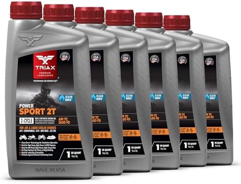 TRIAX Power Sport 2T Full Synthetic, All Season, 2 Cycle Engine Oil | For Powersports Premix & Direct Injector Engines in ATVs, UTVs, Snowmobiles, Wave Runners, JetSkis & Dirt Bikes (6 Quart Pack)