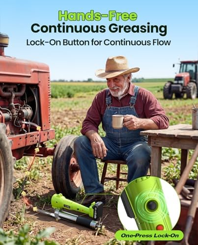 TaskStar Electric Grease Gun with Lock-On Trigger for Effortless Greasing