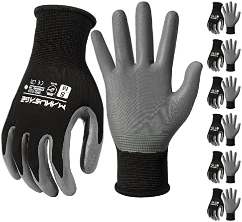MANUSAGE Safety Work Gloves - Protective Glove for Men & Women - Ultrathin Hand Protection - For Construction, Gardening, Landscaping - Orange - Size XL - 6 Pairs