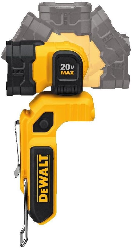 DEWALT 20V MAX LED Work Light Rechargeable, LED Flashlight, Magnetic Flashlight, Freestanding and Clip-On Light, 360 degree pivoting Head, Tool Only (DCL044)