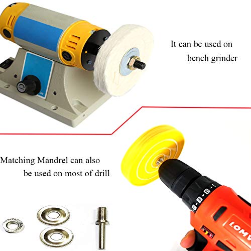 SCOTTCHEN 3 Inch Buffing Polishing Wheel 2/5 inch Arbor Hole for Mini Bench Grinder with one 1/4" Shank for Drill