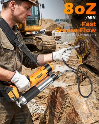 12000 PSI Cordless Grease Gun | 2×4Ah Batteries | 40" Flexible Hose
