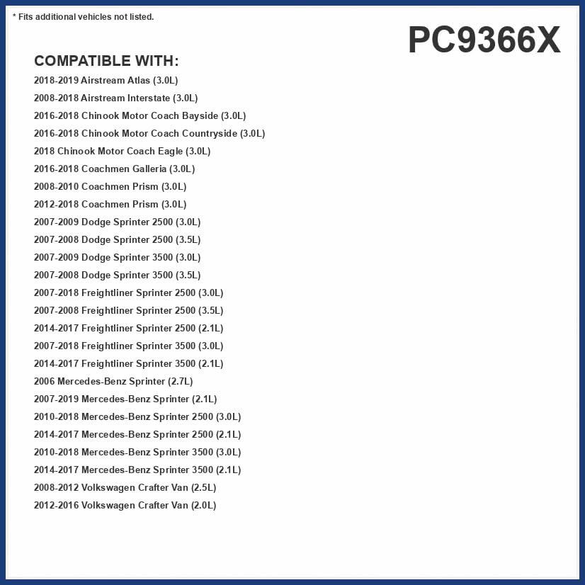 PUREFLOW PC9366X Cabin Air Filter | Fits 2010-2018 Mercedes-Benz Sprinter 2500, Sprinter 3500, Roadtrek RS Adventurous, Leisure Travel Unity 3.0L