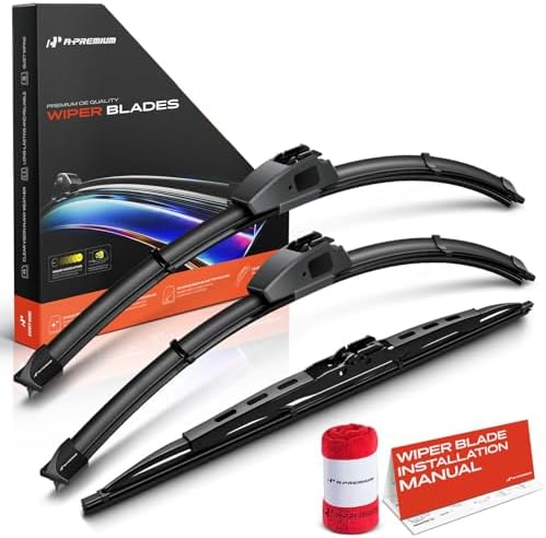 A-Premium 20"+21"+16" Windshield Wiper Blades with Wear Indicator & Towel