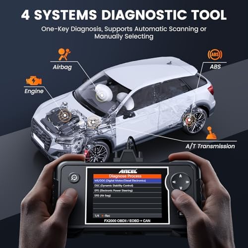 ANCEL FX2000-US OBD2 Scanner, 4-System Car Diagnostic Tool with Live Data
