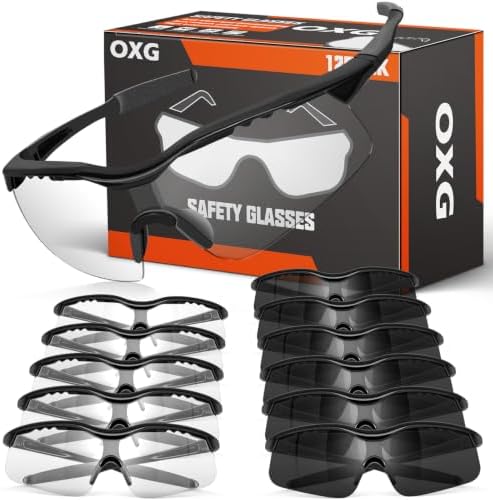 OXG 12 Pack Safety Glasses, ANSI Z87.1 Protective Eyewear for Men Women