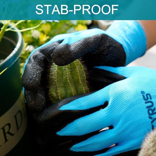 CYRUS 2 Pairs Nitrile Gardening Gloves for Women＆Men, Thorn-Proof Garden Gloves,Work for Weeding, Digging, Pruning