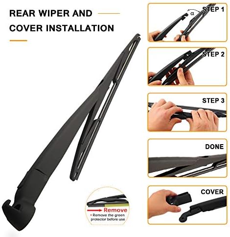 Rear Wiper Arm Blade Replacement for Jeep Wrangler JK 2007-2017