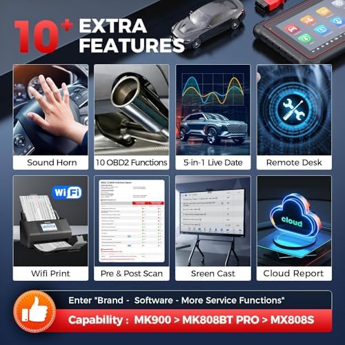 Autel Scanner MaxiCOM MK900: 2026 Updated as MK900BT MK900-BT MX900 Bidirectional Diagnostic Tool, 8in Up of MK808S MK808BT Pro MX808S 808Z, 3K+ Active Tests, 40+ Service, CAN-FD&DOIP, All System, FCA
