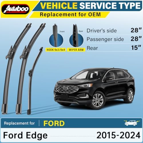 AUTOBOO Silicone Windshield Wiper Blade Replacement for Ford Edge